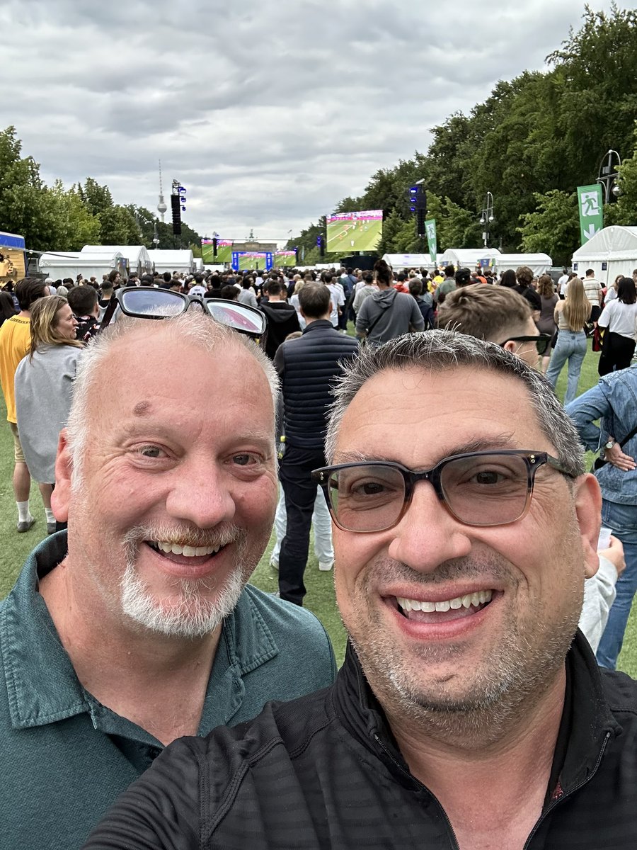 Hauck_IC's tweet photo. We have arrived in Berlin, Germany wearing our Verde and Black! First stop was the UEFA Euros Fan Zone to watch the first quarterfinal match: Germany vs. Spain. @WeAreAustinTV @AustinFC https://t.co/tkz45hfzMD