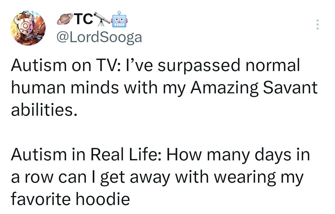 sensorystories_'s tweet photo. A question for the autism evaluation questionnaire... do you have a favorite hoodie? 😅 https://t.co/8753IUF8Uc