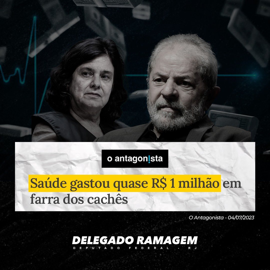 delegadoramagem's tweet photo. Ministério da Saúde gastou quase 1 milhão de reais com cachês de artistas para campanhas de vacinação.

O governo Lula, não satisfeito em ser o ÚNICO país do mundo a querer impor vacinas de covid-19 a crianças de 6 meses a 5 anos, ainda gasta com altos cachês para campanha dessa vacina.

Trata-se de clara retribuição a artistas apoiadores desse desgoverno, com propaganda de vacinas de utilidade e segurança cada vez mais contestadas em todo mundo, ainda em acréscimo a bilhões despejados seletivamente na Lei Rouanet.

Não foi por falta de aviso. Pretensões que nunca priorizam o benefício para a população.