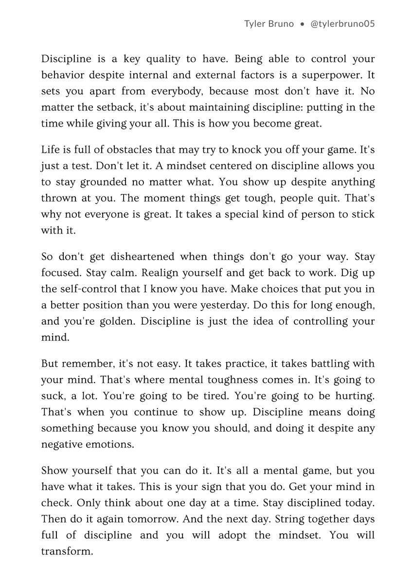 Discipline is what separates people. Embody it