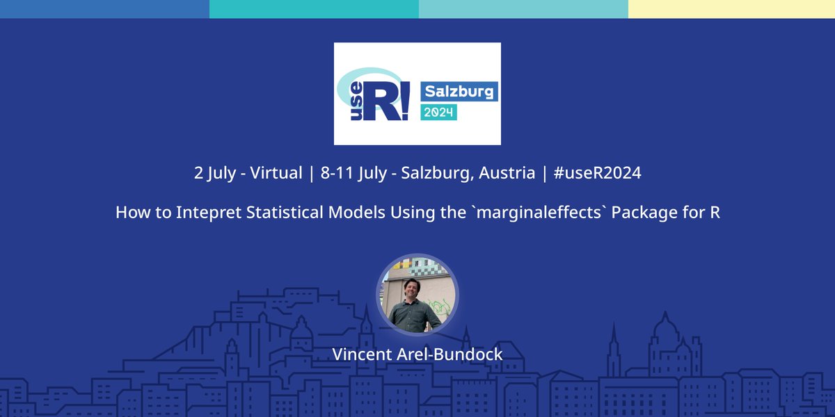 I'm 𝒕𝒉𝒓𝒊𝒍𝒍𝒆𝒅 to be speaking at #useR2024 next week.

How to Interpret Statistical Results with the marginaleffects 📦 for #RStats

Here’s a pre-recorded video on Youtube in case you can’t make it youtu.be/ANDC_kkAjeM

Let me know if you're in Salzburg and want to chat!
