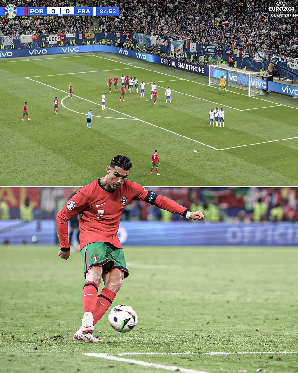 ESPNFC's tweet image. Cristiano Ronaldo has taken 𝟔𝟏 direct free-kicks at major international tournaments.

He's only scored 𝐎𝐍𝐄 of them 😳

(via @Squawka_Live)