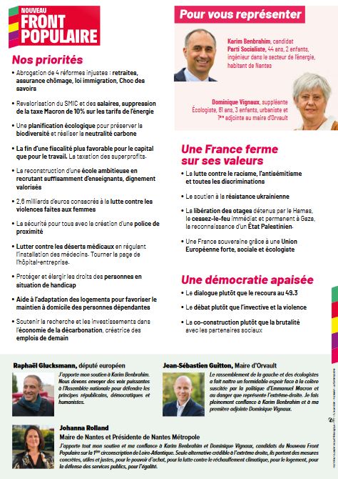 Ma profession de foi pour l'élection législative sur la 1ère circonscription de Loire-Atlantique.
#Nantes #Orvault #Sautron