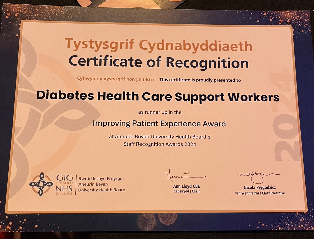 Well done to our fantastic diabetes HCSW team for being shortlisted for Improving Staff Experience award! 👏👏