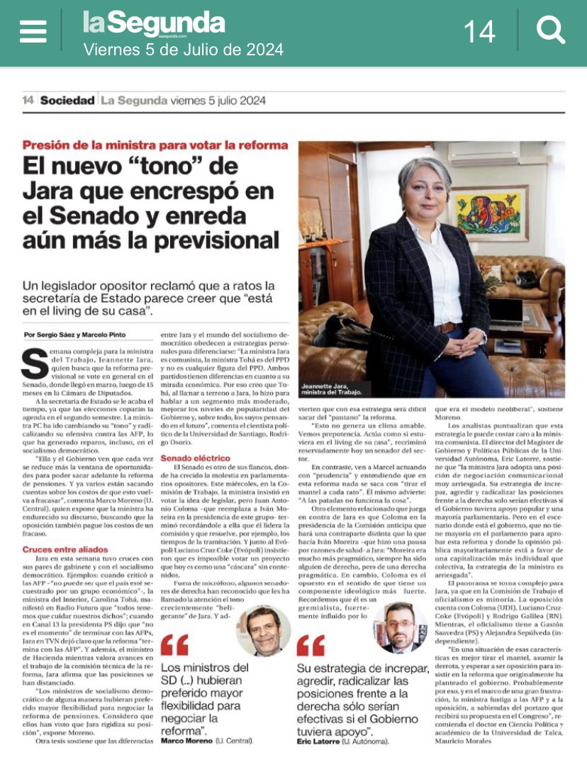Las pensiones no le importan, quiere ser senadora por el partido comunista y hacer todo el lío posible