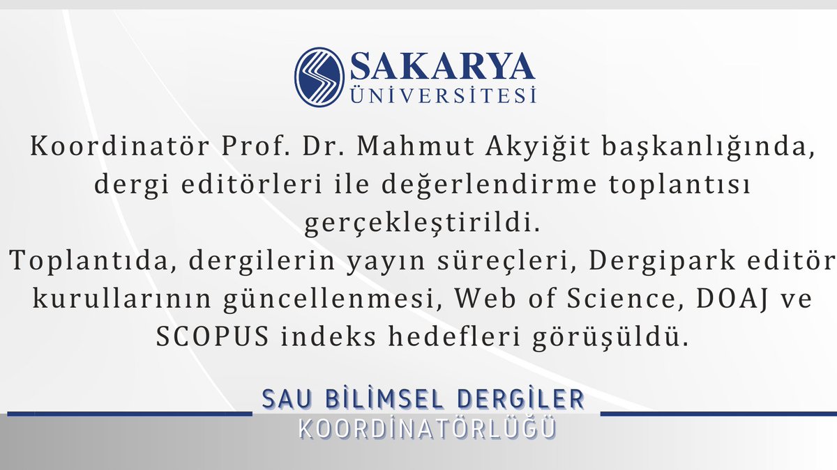 SAÜ Bilimsel Dergiler Koordinatörlüğü tweet media