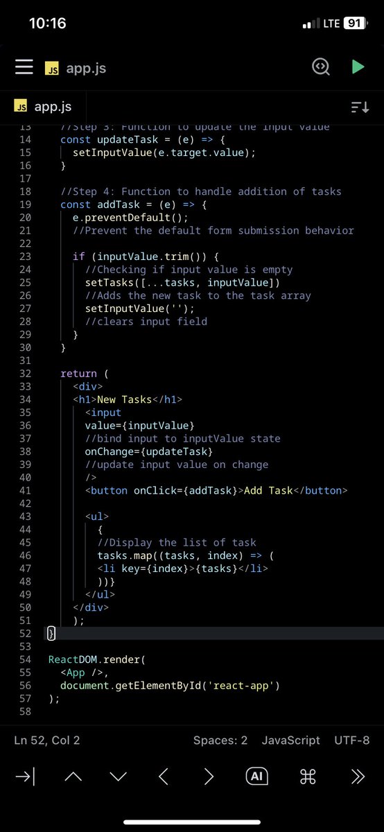 ugwumba_frank's tweet image. Day 4 of my React practice challenge! Today, I focused on using React Hooks(useState in particular) to create a simple to-do list. Learning so much! 🚀 #ReactChallenge #Day3 #ReactJs #Reactpracticechallenge
See you tomorrow 🫵