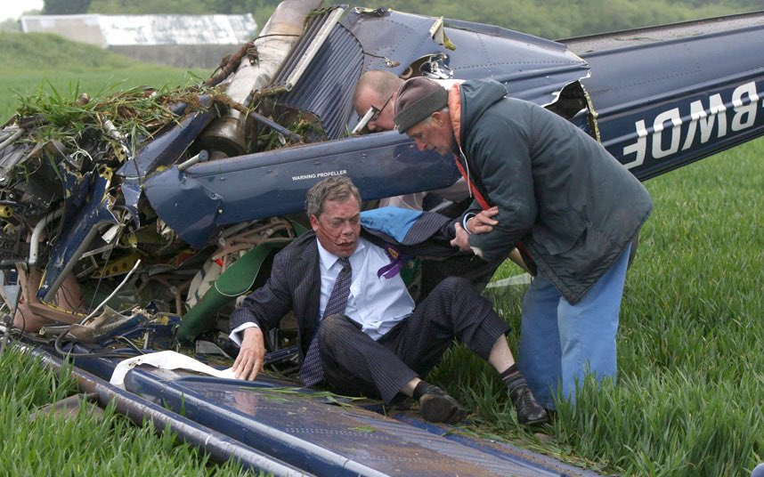 ansamenow's tweet photo. Remember when Nigel Farage almost died in a plane crash 💀 https://t.co/Msk9t7isrs