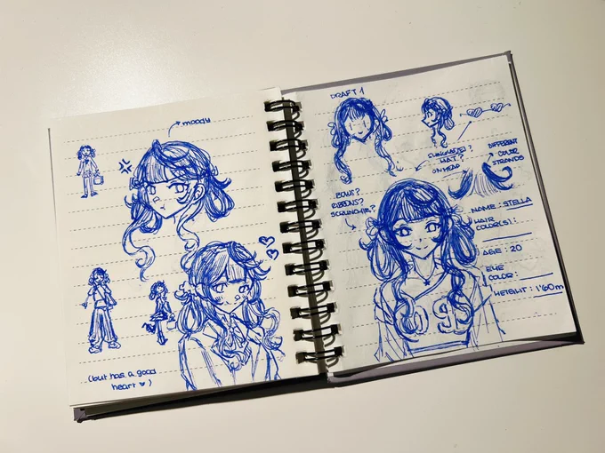 it's hard to draw on a plane… but here are some doodles of my new oc! stella 🥺🙏🏻✨ 
