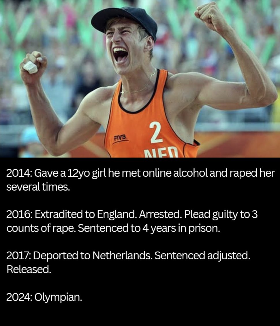 DanClarkSports's tweet photo. Convicted child rapist, Steven Van de Velde, should not be allowed to participate in the @Paris2024 Olympic Games.

This is an absolute fucking disgrace and the @IOCmedia needs to act, to protect the integrity of the Games and all of the amazing athletes past, present and future. https://t.co/1NJPXrSyYt