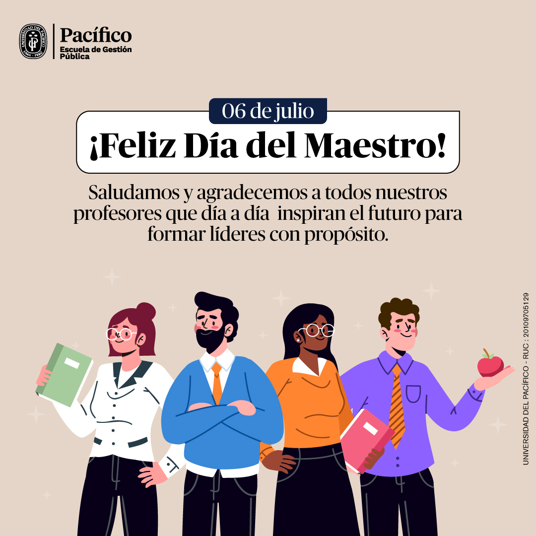 #DíaDelMaestro 👨🏻‍🏫👩🏻‍🏫 Celebramos a quienes son más que educadores: arquitectos de un mejor mañana. 🎓✨ Gracias por su pasión y compromiso en formar líderes que transforman la gestión pública y nuestra sociedad. 🇵🇪✨ ¡Feliz Día del Maestro! 🎉