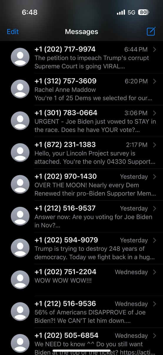 Absolutely ridiculous!! Non stop political text message spam every day!! This is just the past couple days, so far this week I have had messages from 21 different numbers! What is <a href="/ATTHelp/">AT&T Help</a> doing to stop this? Reporting as spam does nothing.