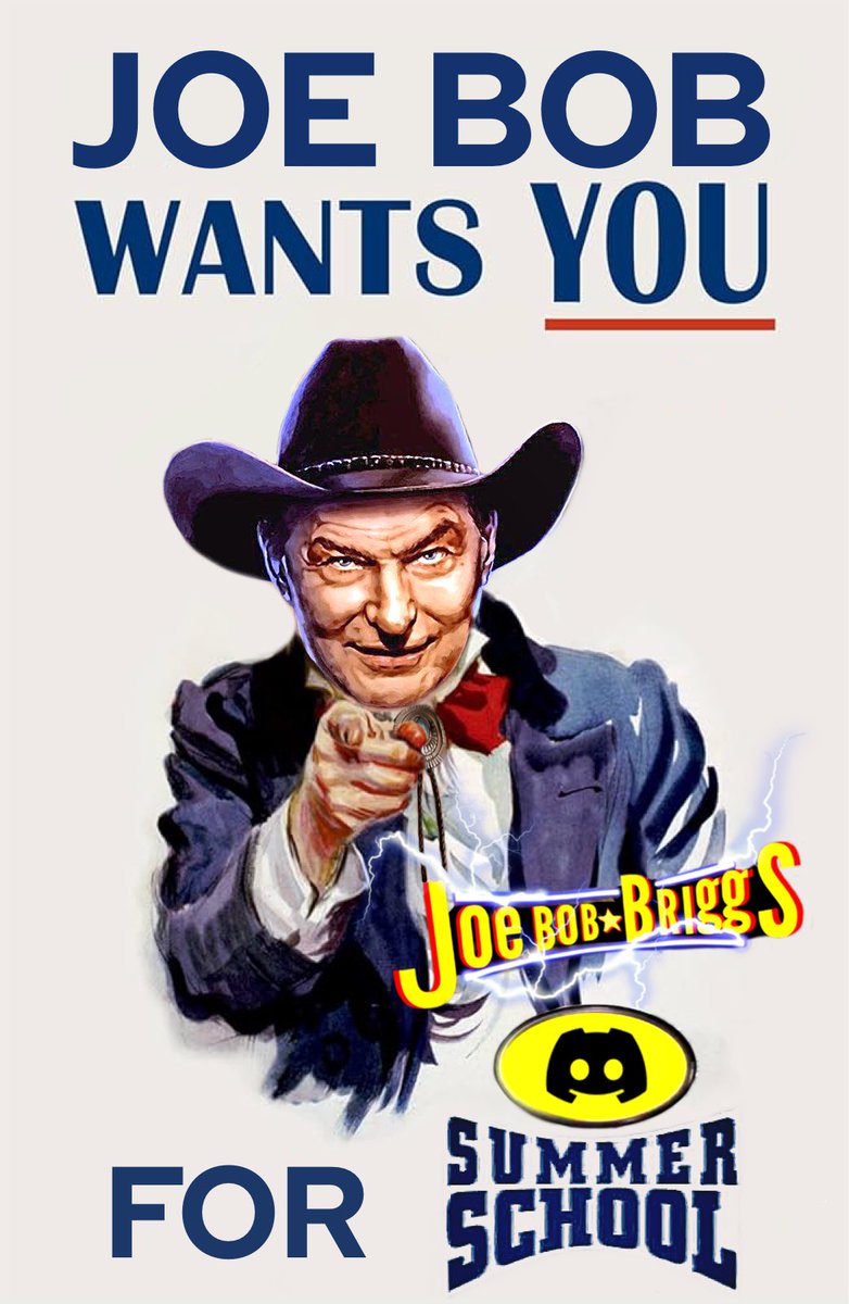 Hope everybody is ready because tonight is the last day of Summer School! Join us tonight at 9pmET on the Joe Bob Briggs discord as we watch tonight’s episode LIVE with our #MutantFam ! discord.gg/f2tXvMRnhY #TheLastDriveIn #Horror <a href="/kinky_horror/">Diana “Darcy the Mail Ghoul” Prince 🎃💌</a> <a href="/therealjoebob/">Joe Bob Briggs</a> <a href="/Shudder/">Shudder</a>