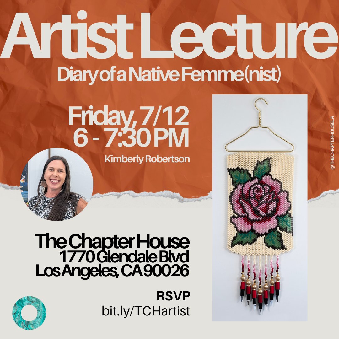 🙌🏽Kimberly Robertson will lead an artist's lecture based on her solo exhibition, followed by a Q&amp;A. 

🔗Register at bit.ly/TCHartist

#TCH #TheChapterHouse #EchoPark #TongvaTerritory #TCHEvents #LAnonprofit #IndigenousNonprofit #NativeNonprofit #DoaNF #KimberlyRobertson
