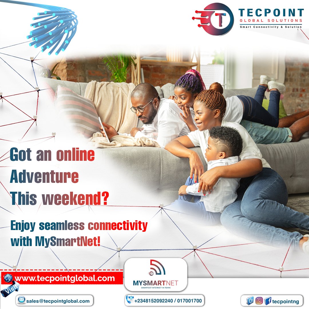 tecpoint_ng's tweet image. Happy weekend! Enjoy unlimited possibilities with MySmartNet. 
#mysmartnet #unlimted #fastspeed