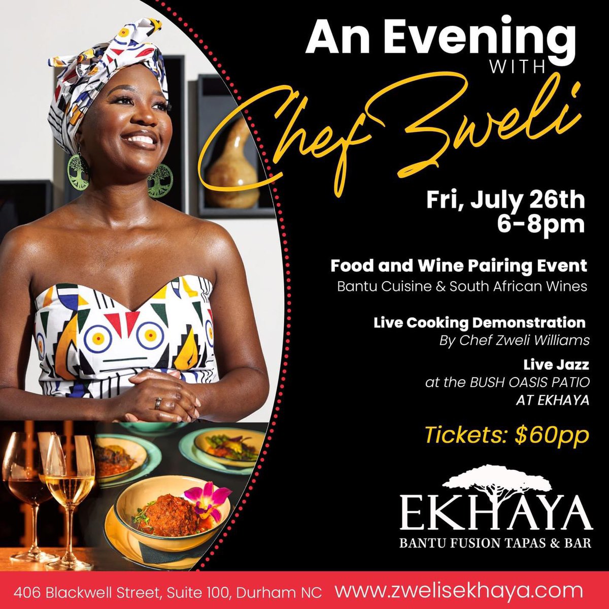 Join us at #Ekhaya for an intimate evening with Chef Zwe!