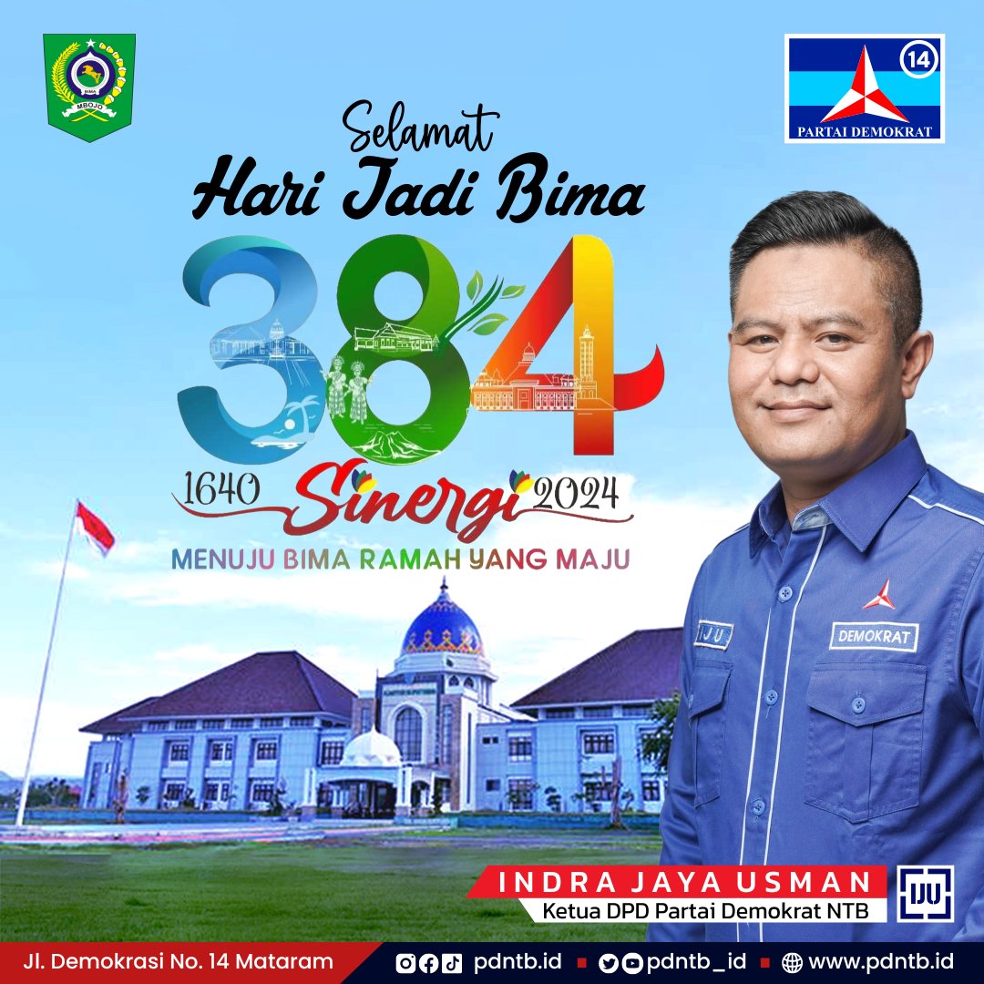 luname48584's tweet photo. Selamat Hari Jadi Bima, 1640-2024. Menuju Bima Ramah yang Maju. #pdnb #demokratntb #pdemokrat #kabupatenbima #indrajayausman https://t.co/oid6VlqozV
