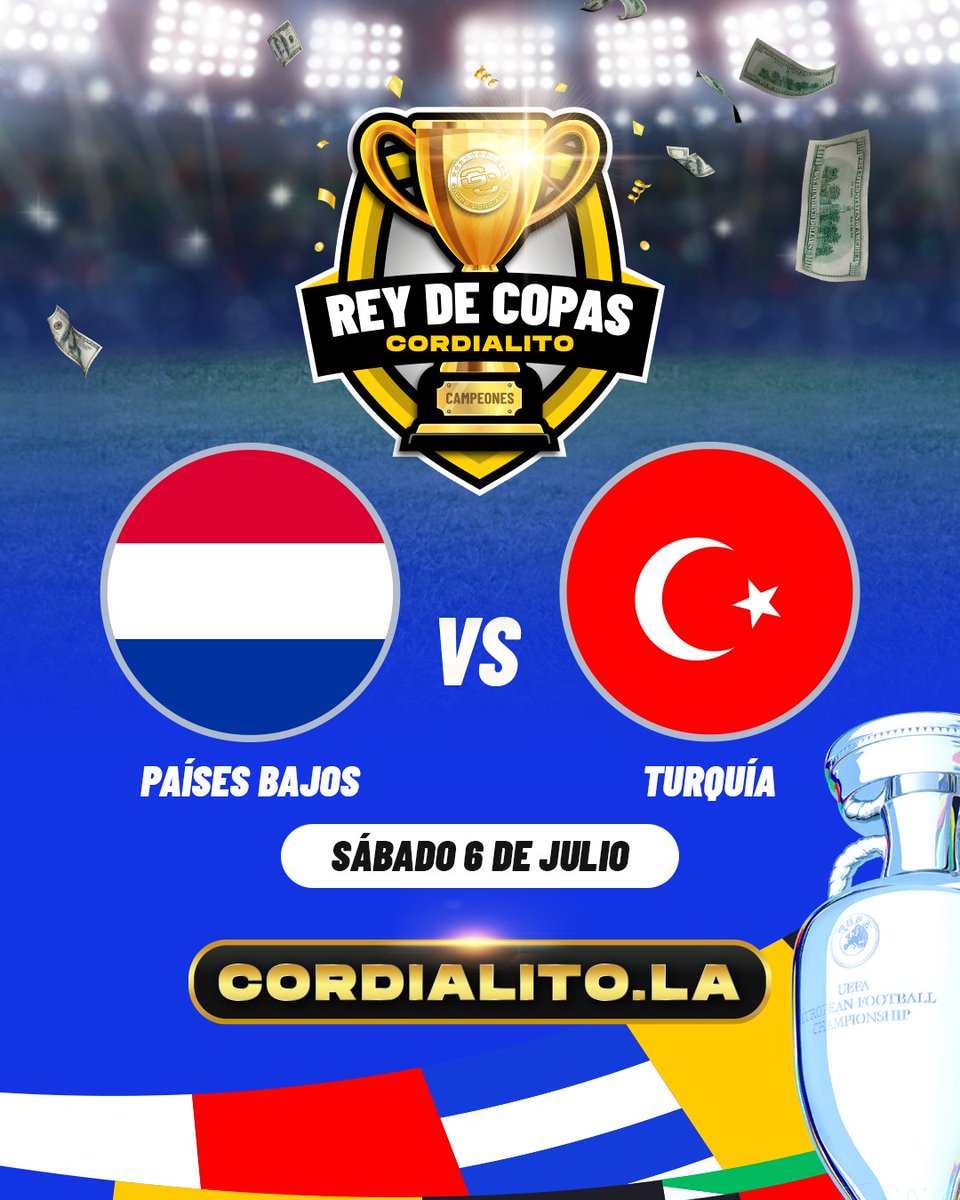 GrupoCordialito's tweet photo. 🏆 Pronostica por $150 a Repartir con https://t.co/aDodIldz4w 🥇

1️⃣ Comenta cuál será el resultado exacto del partido Países Bajos 🇳🇱 vs Turquía 🇹🇷, este Sábado 6 de Julio en la Eurocopa 2024 🏆.

2️⃣ RT a este post.

3️⃣ Únete a la Comunidad de https://t.co/aDodIldz4w 🥇 en X.

👉 Serán 3 Campeones 🏆 de $50 cada uno que anunciaremos el Lunes 8 de Julio.

Gana con la Eurocopa 2024 ⚽️ en La Plataforma de Los Campeones 🏆, https://t.co/aDodIldz4w 🥇