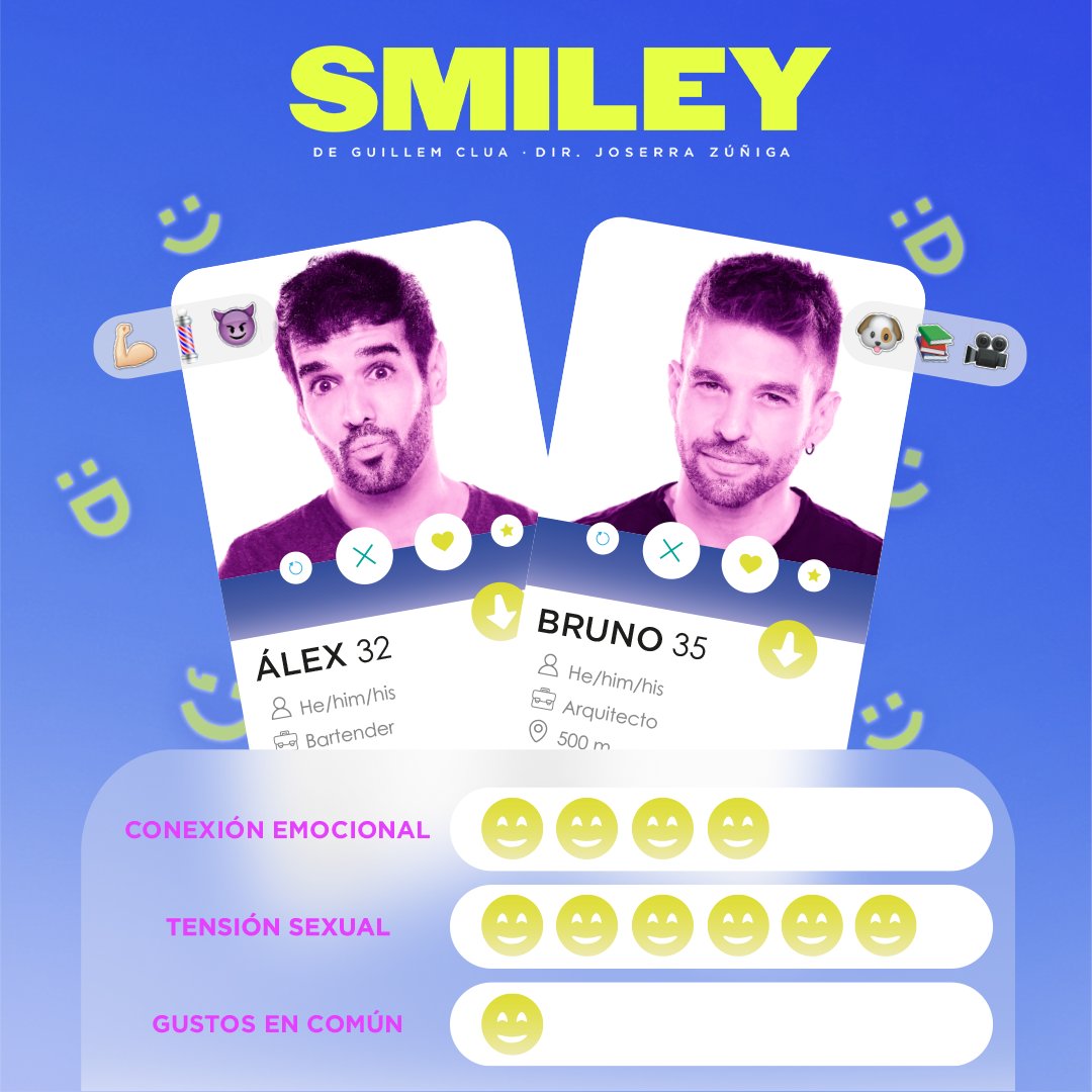 Alex y Bruno no podrían ser más diferentes, pero la magia del hilo rojo se encargará de unirlos en esta divertida comedia romántica🫶

¿Qué estás esperando? Compra tus boletos para #SMILEY 🔥

🗓️jueves 8:30 pm
🎟️bit.ly/Smiley_LT