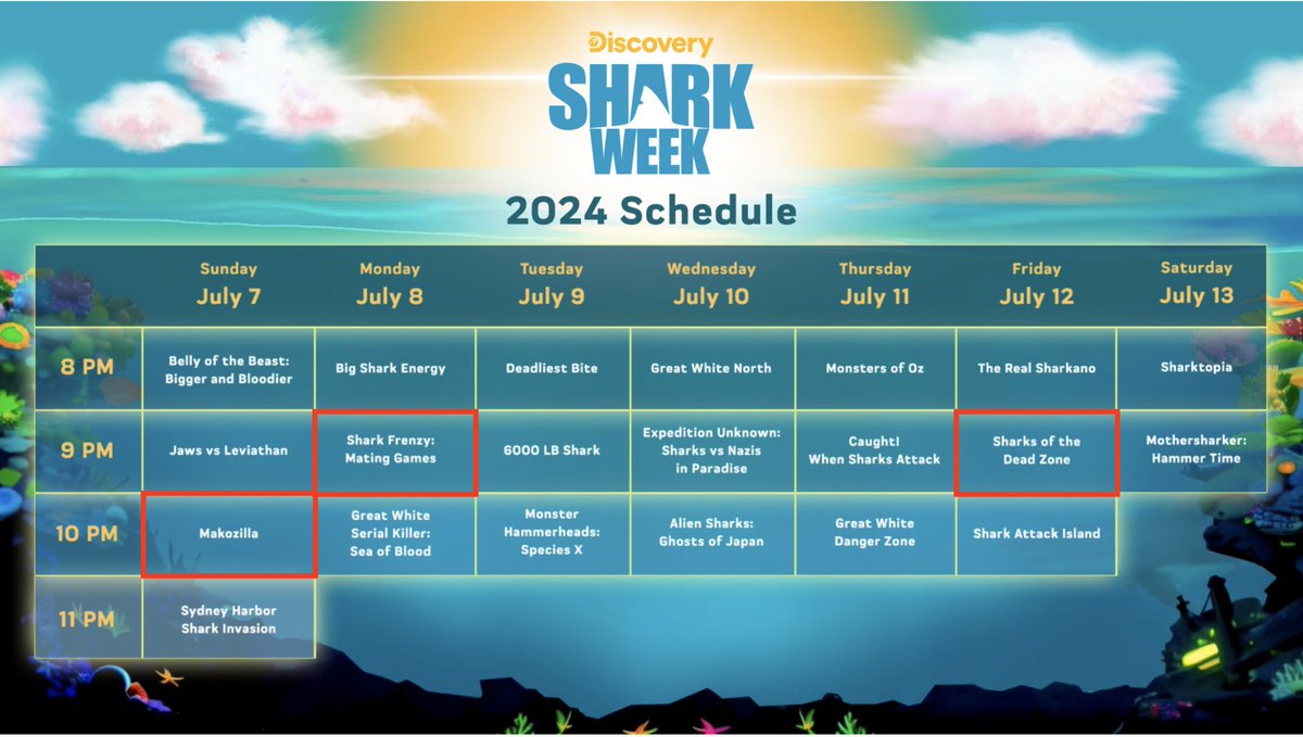 Hey everyone!  Just in case you’re interested, I will hosting/co-hosting three shows this year on <a href="/SharkWeek/">Shark Week</a> !  As always, I’m incredibly grateful to have this job and to be able to share my passion with all of you!  This has been a dream of mine since I was a little kid.