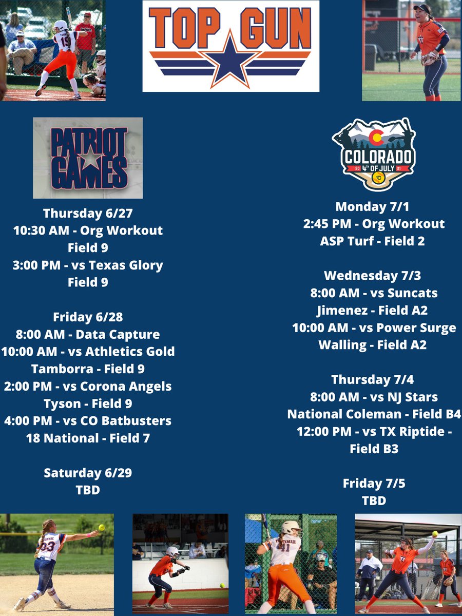 Top Gun National 18U (@tga_turner) on Twitter photo Bracket game 2, game 6 overall, <a href="/COSparkFire/">CO 4th of July</a> Power Pool:
TG 18 National 8
Extreme Elite National 0
@12Kdiggs 5IP 9K 1H
<a href="/sboulaphinh1/">Sydney Boulaphinh</a> 3H RBI R
<a href="/TaylorTroutman6/">Taylor Troutman</a> 2H R
<a href="/CarrieGreen2024/">Carrie Green</a> 2B RBI 2R
<a href="/Spersy26/">Sierra Persinger</a> H RBI R
<a href="/GrasselGretta/">Gretta Grassel</a> HR RBI R
<a href="/Gianni19Torres/">Gianni Torres</a> HR RBI R
6-0 in the Rockies Bracket game 2, game 6 overall, <a href="/COSparkFire/">CO 4th of July</a> Power Pool:
TG 18 National 8
Extreme Elite National 0
@12Kdiggs 5IP 9K 1H
<a href="/sboulaphinh1/">Sydney Boulaphinh</a> 3H RBI R
<a href="/TaylorTroutman6/">Taylor Troutman</a> 2H R
<a href="/CarrieGreen2024/">Carrie Green</a> 2B RBI 2R
<a href="/Spersy26/">Sierra Persinger</a> H RBI R
<a href="/GrasselGretta/">Gretta Grassel</a> HR RBI R
<a href="/Gianni19Torres/">Gianni Torres</a> HR RBI R
6-0 in the Rockies