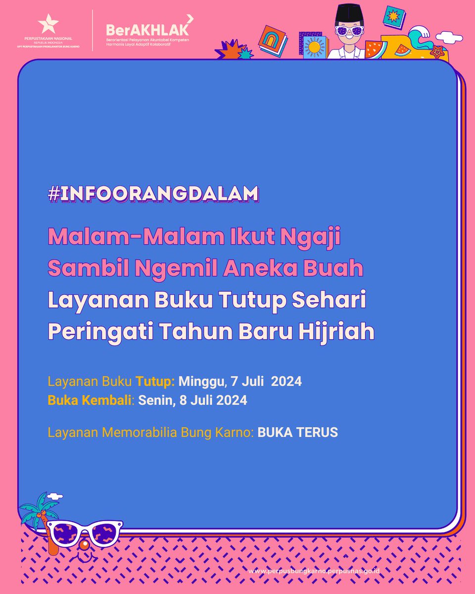 bungkarnolib's tweet image. Mau ingetin lagi kalau besok Layanan Buku tutup, tapi bagi Sobat Pustaka yang ingin berkunjung ke Layanan Memorabilia, pintu terbuka lebar alias buka terus!🤩
#perpusbungkarno #infoperpus #perpustakaan #bungkarno #tahunbaruislam