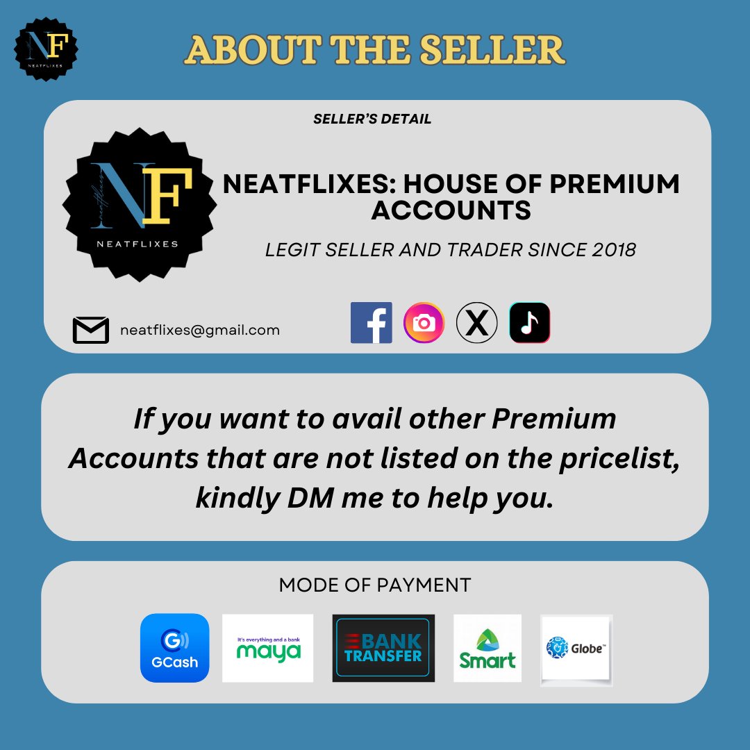 flixneat's tweet image. 𝐅𝐋𝐈𝐗𝐍𝐄𝐀𝐓:
𝘏𝘖𝘜𝘚𝘌 𝘖𝘍 𝘗𝘙𝘌𝘔𝘐𝘜𝘔 𝘈𝘊𝘊𝘖𝘜𝘕𝘛𝘚 

📌 FULL LIST OF PRICELIST
📌 WITH OVER 2000+ PR00FS
📌 LEGIT SINCE 2018
📌 CAN DO ACCOUNT FIRST
📌 DM TO AVAIL ANYTIME