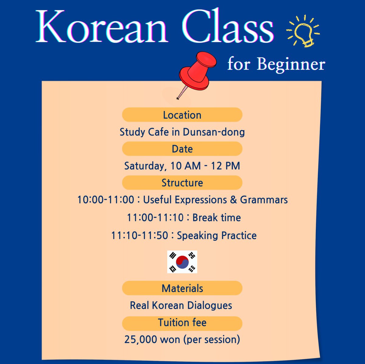 core_korean's tweet photo. Come and Join the Korean beginner class in Daejeon! 🤗 https://t.co/m7ZI3A0u4M
