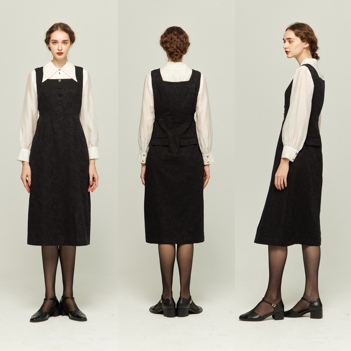 Tnewties お箸はありますか？　シノワズリドレスワンピース　ジャンスカ　黒 お箸はありますか？》シノワズリドレスワンピース-Black – Tnewties