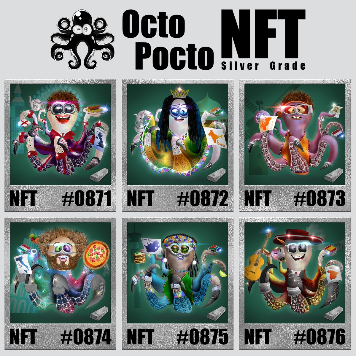 OCTOPOCTONFTS's tweet photo. Group 49 From Tier 14
General Trait: Countries I
Tier 14 is only limited to 54 NFTs
Silver grade is merely exclusive to 540 NFTs, now available to “MINT” on 1 of our “Minting Pages” on OpenSea
TIER 14- https://t.co/tPugYWOdMq
#OpenSeaNFT
#NFT
#octopusnft
#nftforcountries https://t.co/ofptHTdIUY