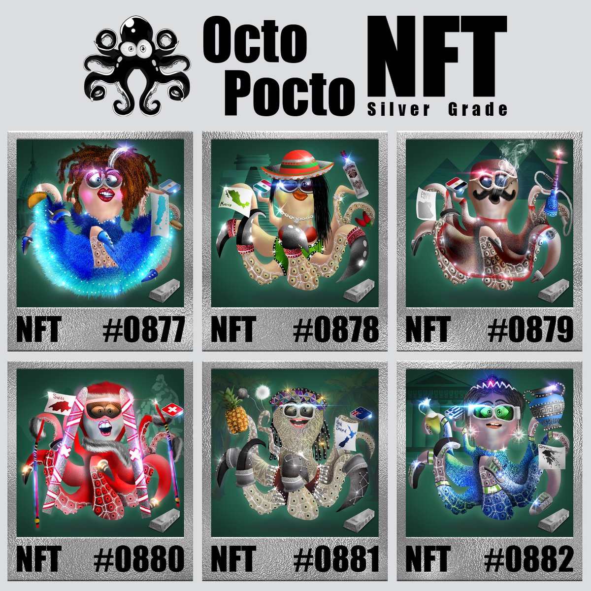 OCTOPOCTONFTS's tweet photo. Group 49 From Tier 14
General Trait: Countries I
Tier 14 is only limited to 54 NFTs
Silver grade is merely exclusive to 540 NFTs, now available to “MINT” on 1 of our “Minting Pages” on OpenSea
TIER 14- https://t.co/tPugYWOdMq
#OpenSeaNFT
#NFT
#octopusnft
#nftforcountries https://t.co/ofptHTdIUY