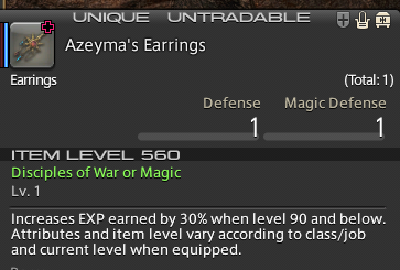 Liffeh's tweet photo. so i learned the exp earrings don't just stop working after your job reaches level 90, but will give you the bonus if you're doing content level 90 or below.  

so if you're leveling from 91-100, and doing roulettes and happen to get a lower level roulette, put your earring on!!