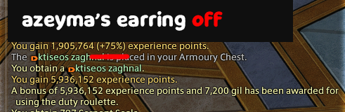 Liffeh's tweet photo. so i learned the exp earrings don't just stop working after your job reaches level 90, but will give you the bonus if you're doing content level 90 or below.  

so if you're leveling from 91-100, and doing roulettes and happen to get a lower level roulette, put your earring on!!