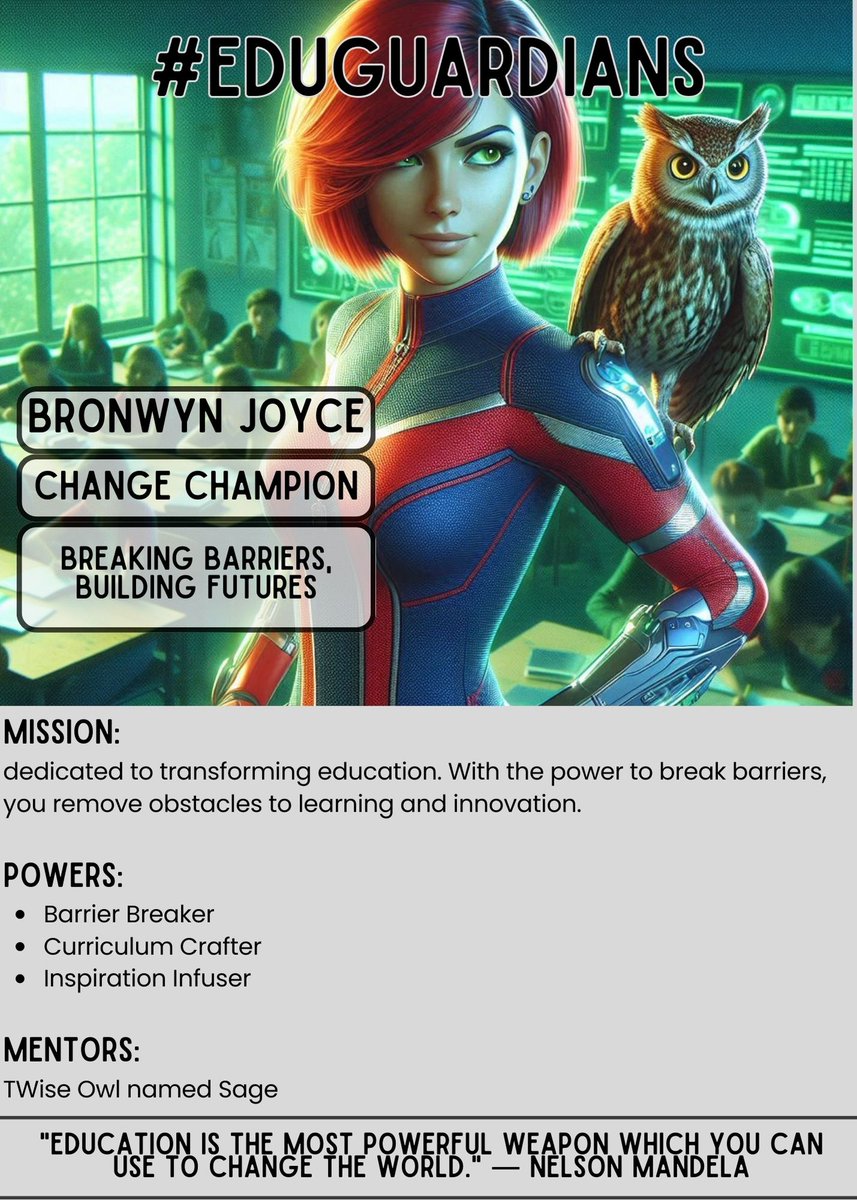 Bronwyn Joyce ๐ฆ๐บ (@joycebronwyn) on Twitter photo Didn't make it #ISTE24 but the FOMO has been huge. Learning from my sis <a href="/PHerediaEDU/">Priscilla Heredia EDU</a> time to get <a href="/EduGuardian5/">EduGuardians</a> championing in the land down under. Just made my trading card and I am loving myself sick. May be late to the party but can surely cause a scene.
#eduguardians Didn't make it #ISTE24 but the FOMO has been huge. Learning from my sis <a href="/PHerediaEDU/">Priscilla Heredia EDU</a> time to get <a href="/EduGuardian5/">EduGuardians</a> championing in the land down under. Just made my trading card and I am loving myself sick. May be late to the party but can surely cause a scene.
#eduguardians