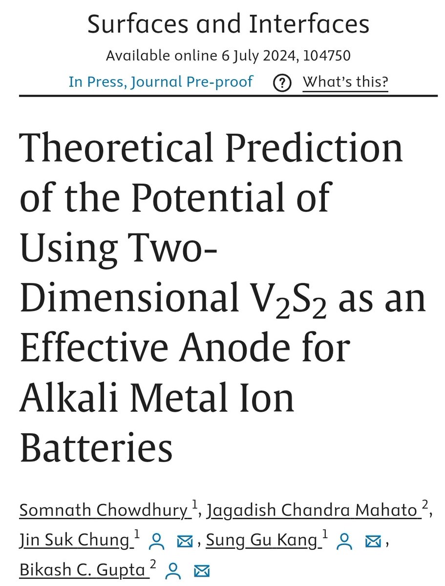 somnath_hpc's tweet photo. Our recent study on Metal-Ion Batteries has been accepted in Surfaces and Interfaces, Elsivier 
https://t.co/Sgjsqp8Hcu

#MIB #anode #energy #battery https://t.co/1ANhPkTJuX