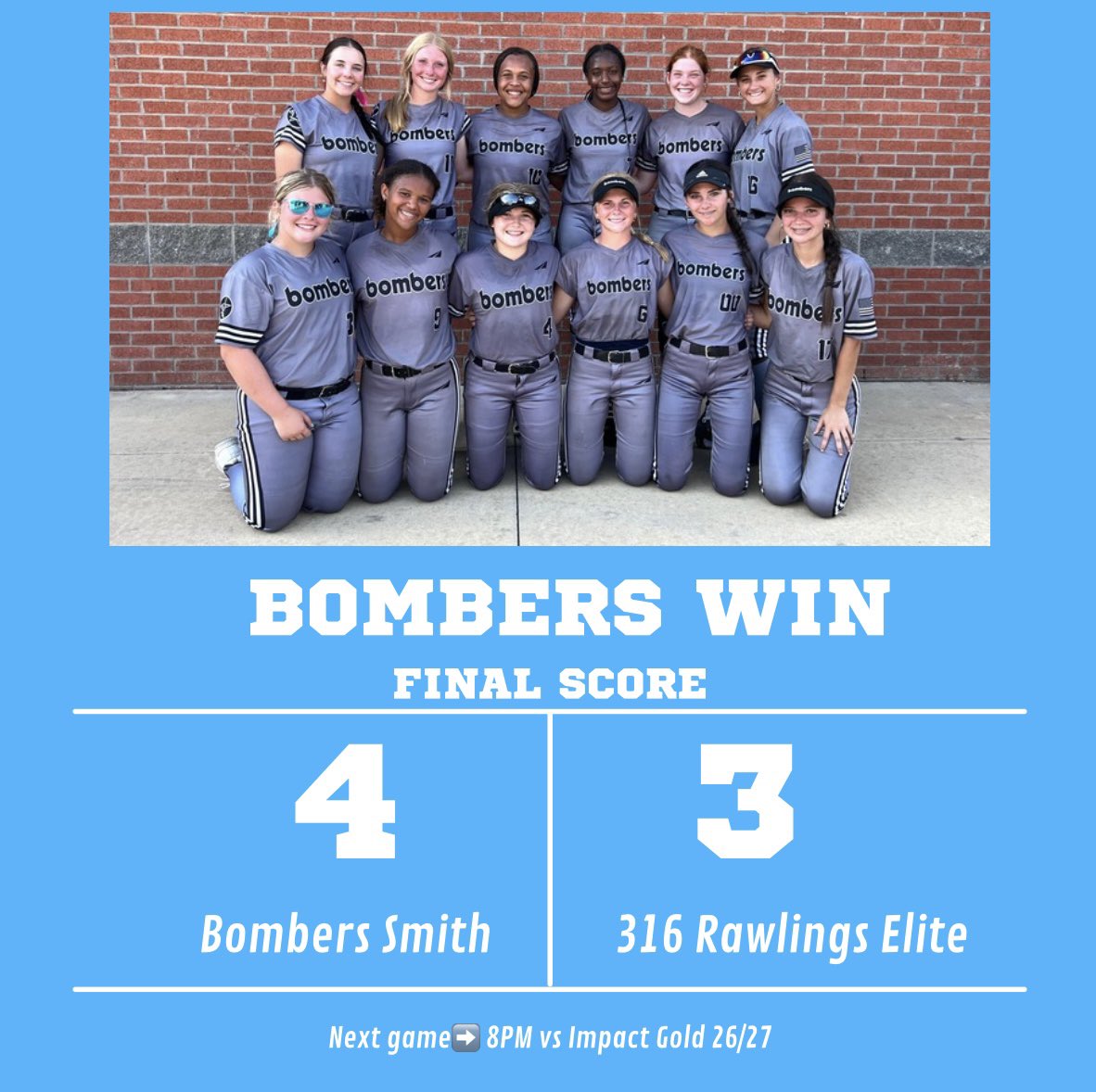 💣Way to start off strong in bracket play! 

We will keep our schedule updated for everyone following along 🥎