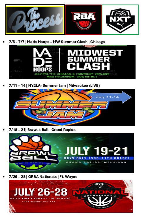 Looking forward to a great July with these guys!
<a href="/Ben_2217/">Ben_2211</a> Dexter
<a href="/ChaseLefevre1/">Chase Lefevre</a> Novi
<a href="/drewblanton2025/">Drew Blanton</a> Chelsea
<a href="/lukemarcial06/">Luke Marcial</a> Rochester Adams
<a href="/matthew_evans11/">Matthew Evans</a> Imlay City
<a href="/nash_zander/">Zander Nash</a> Imlay City
<a href="/sean_wesolek/">Sean Wesolek</a> Bay City John Glenn
Simon Sondreal Northville
<a href="/VSalmonBball/">Vince Salmon</a> Brighton