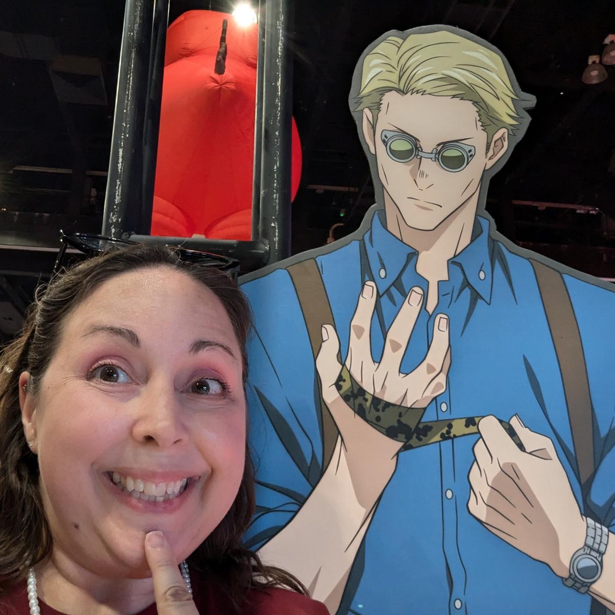NovelStrumpet's tweet photo. #animeexpo Day 1: Seeing #blackbutlerpublicschoolarc (love the ginormous #sebastianandciel 😁), some #irregularatmagichighschool, teehee it's #Nanami 🤭 #JujutsuKaisen and some #LinkClick cosplayers at the #billibilli Link Click booth.  Successful day! https://t.co/JQahP48mvr