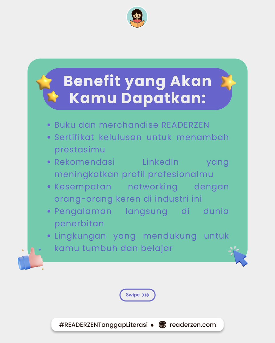 readerzen's tweet photo. Mau bergabung di READERZEN sebagai pemagang yang akan berinteraksi dengan literasi dan buku? 🤩 

Ini saatnya bergabung di READERZEN, karena GenRE Batch 1 telah dibuka! 🥳

Daftar melalui https://t.co/XLVdER6NGx maks. 15 Juli 2024, ya. Mari bertemu sebagai tim, Rekan Literasi! 💖 https://t.co/VHuFNvWrhS