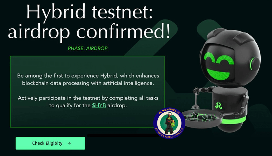 #Airdrops 218

       Free testnet airdrop từ Hybird - AI web3 xịn

<a href="/BuildOnHybrid/">Hybrid</a>   cải thiện việc xử lý dữ liệu blockchain và quản lý ứng dụng phi tập trung bằng trí tuệ on-chain.
Dự án hợp tác với <a href="/CoinList/">CoinList</a>. Sở hữu 350k followers trên Twitter và đã xác nhận