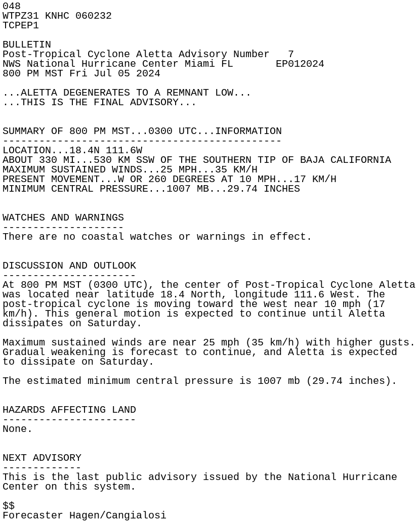LimWeather's tweet photo. #TropicalDepression #Aletta is now 25MPH post tropical and dies out at sea, well away from #Mexico and all other land masses!
#Tropicswx #wxtwitter #HurricaneSeason #wxx #TropicalDepressionAletta #TropicalStormAletta #TropicalStorm #HurricaneSeason2024 https://t.co/bcskwL9hiA