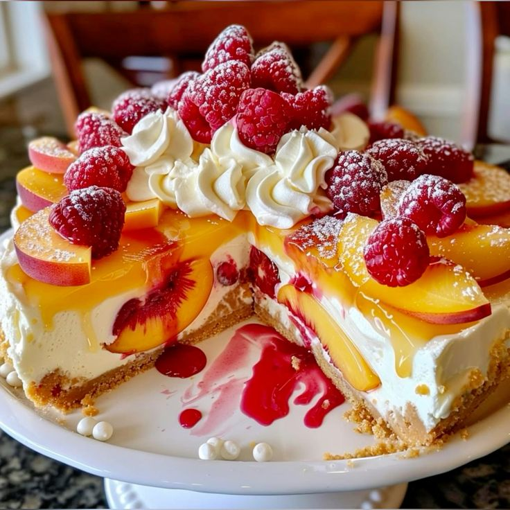 ann_ann886's tweet photo. Raspberry Peach Cheesecake 🍑 https://t.co/o6tf3RxLJN