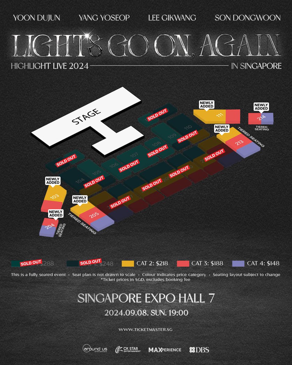 ckstarsg's tweet photo. 💡 𝐇𝐈𝐆𝐇𝐋𝐈𝐆𝐇𝐓 𝐋𝐈𝐕𝐄 𝟐𝟎𝟐𝟒 [𝐋𝐈𝐆𝐇𝐓𝐒 𝐆𝐎 𝐎𝐍, 𝐀𝐆𝐀𝐈𝐍] 𝐈𝐍 𝐒𝐈𝐍𝐆𝐀𝐏𝐎𝐑𝐄
📆 8 Sep 2024 (Sun), 7PM
📍 Singapore EXPO Hall 7 

WE HEARD YOU LOUD AND CLEAR, LIGHTS 👂 ADDITIONAL SEATS HAVE BEEN RELEASED JUST FOR YOU! 💙💛💚💜 Tickets go on sale 11 July (Thu)!   

Register for the waitlist via 🔗 https://t.co/ESjr620JFa by 11.59PM TODAY (6 July 2024) to gain EARLY ACCESS to the additional seats! 

Check your email inbox on Monday (8 July) afternoon for the exclusive Early Access code!! 

🔥 𝘼𝘿𝘿𝙄𝙏𝙄𝙊𝙉𝘼𝙇 𝙎𝙀𝘼𝙏𝙎 - 𝙀𝙖𝙧𝙡𝙮 𝘼𝙘𝙘𝙚𝙨𝙨
11 July 2024 (Thu), 12PM - 2PM
Via https://t.co/4YvThaEDeM | +65 3158 8588
Early Access Code will be sent on 8 July 2024 via email to all who registered for the waitlist before 6 July 2024, 11.59PM.

🔥 𝘼𝘿𝘿𝙄𝙏𝙄𝙊𝙉𝘼𝙇 𝙎𝙀𝘼𝙏𝙎 - 𝙂𝙚𝙣𝙚𝙧𝙖𝙡 𝙏𝙞𝙘𝙠𝙚𝙩 𝙎𝙖𝙡𝙚𝙨
11 July 2024 (Thu), 2PM 
Via https://t.co/4YvThaEDeM | +65 3158 8588

#HIGHLIGHT #LIGHTS_GO_ON_AGAIN #BEAST #HIGHLIGHTXBEAST #YOONDUJUN #YANGYOSEOP #LEEGIKWANG #SONDONGWOON #HIGHLIGHTinSINGAPORE #CKStarEntertainment #CKStarSG
