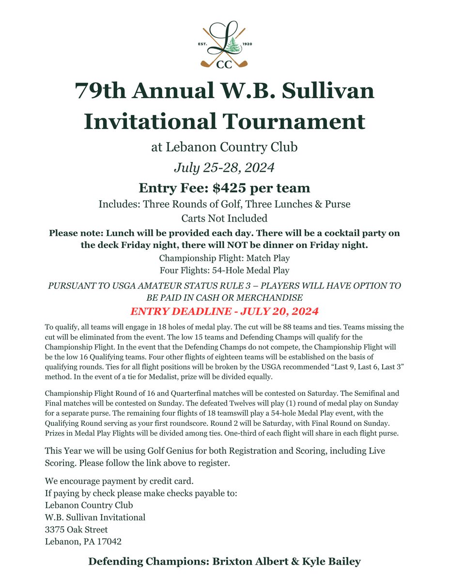 wbsullivanlcc's tweet photo. Two weeks left to enter this year's tournament! @msgagolf  @thewpga  @GAofPhilly https://t.co/9LdV9nAPaJ