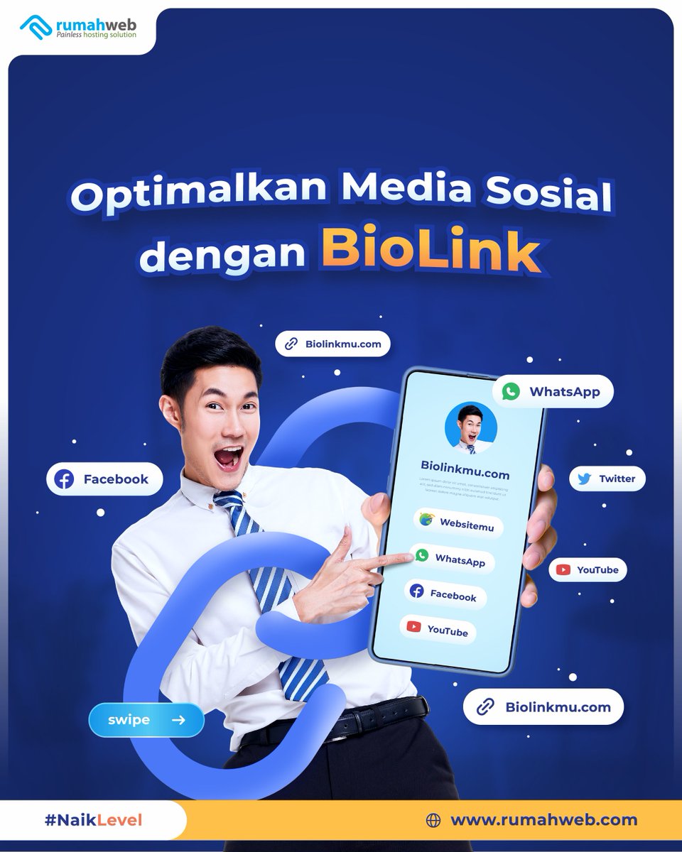 rumahwebtweet's tweet image. Mau dapet traffic lebih banyak di media sosial? Pakai BioLink dari Rumahweb Indonesia aja!🥳

#NaikLevel #Rumahweb #BioLink #SocialMedia #IlmuBisnis #BelajarBisnis