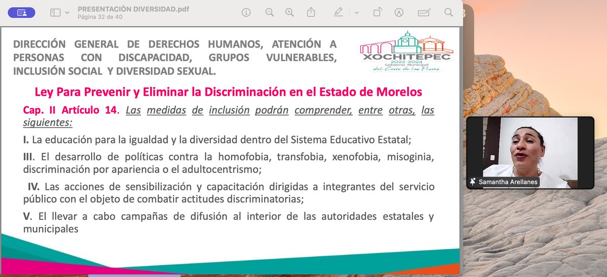 Cerrando de forma inspiradora esta semana, con la admirable <a href="/SAMITARE/">SAMANTHA ARELLANES</a> brindando conferencia: 🏳️‍🌈🏳️‍⚧️ Derechos Humanos &amp; Comunidad LGBTTTIQ+ **Respetar como clave fundamental para el progreso social**. Gracias por un espacio lleno de enriquecimiento y reconocimiento al activismo.