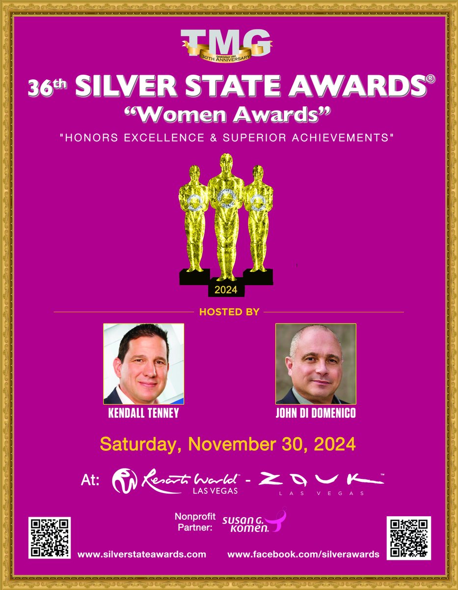TMGAwards's tweet photo. The 36th Silver State Women Awards – Honors Live on stage at the Zouk - the Resorts World, will be attended by distinguished honorees, presenters and guests as this year crowning ceremony, paying tribute to Nevada’s preeminent Women.#silverstateawards #women #woman #womenawards https://t.co/I35y89BBx4