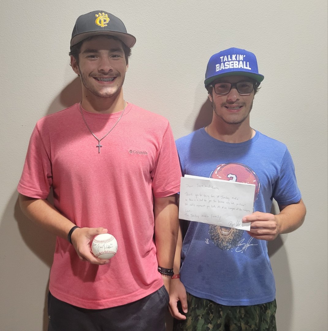 VTwins2008's tweet image. Thank you to, @JomboyMedia,@trevorplouffe @Jomboy_ , and @TalkinJake for signing the ball, and adding an Awesome Hat, and a Amazing Letter!
We couldn't believe we actually won the giveaway when @JomboyMedia reached out to us, we were so stoked to have been chosen
Thank you guys!