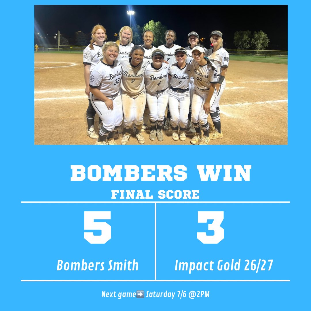 Another bracket win for the bombers💣 

🥎Next up tomorrow July 6th at 2PM vs TBD