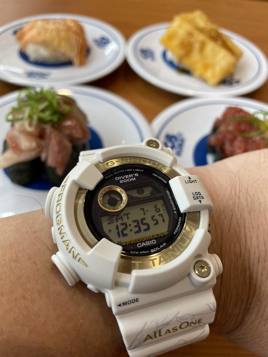 tokei_lover's tweet photo. イルクジフロッグマンで高級寿司ランチ
#くら寿司
#GW8201K7JR
#GShock #gshockfrogman
#casio #casiofrogman
#イルクジ30周年
#gショック https://t.co/39o0qexqRr